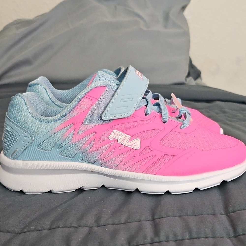 Fila Pink and Blue Athletic Sneakers with Velcro Strap